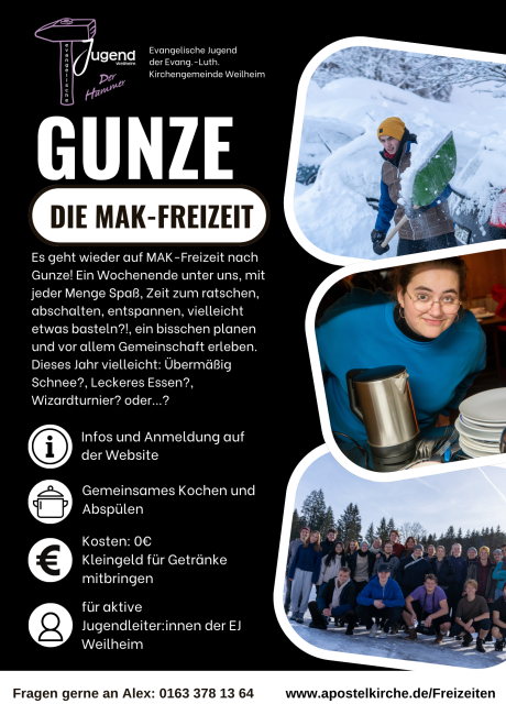Flyer mit Infos zur Freizeit und drei Bildern